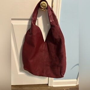 Anthropologie mixed media slouchy tote bag in color cherry